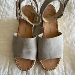 Dolce Vita Gray Espadrilles with Ankle Strap and Whipstitch